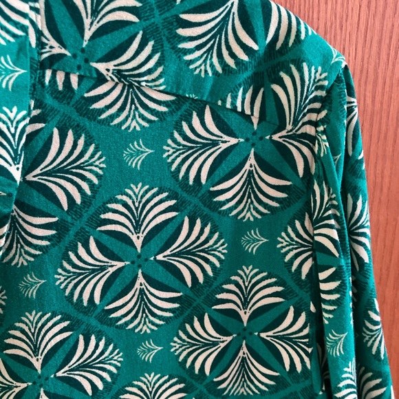 Per Se by Carlisle business casual blouse in vibrant Green Palm leaf Fabric Sz1X - Picture 9 of 11